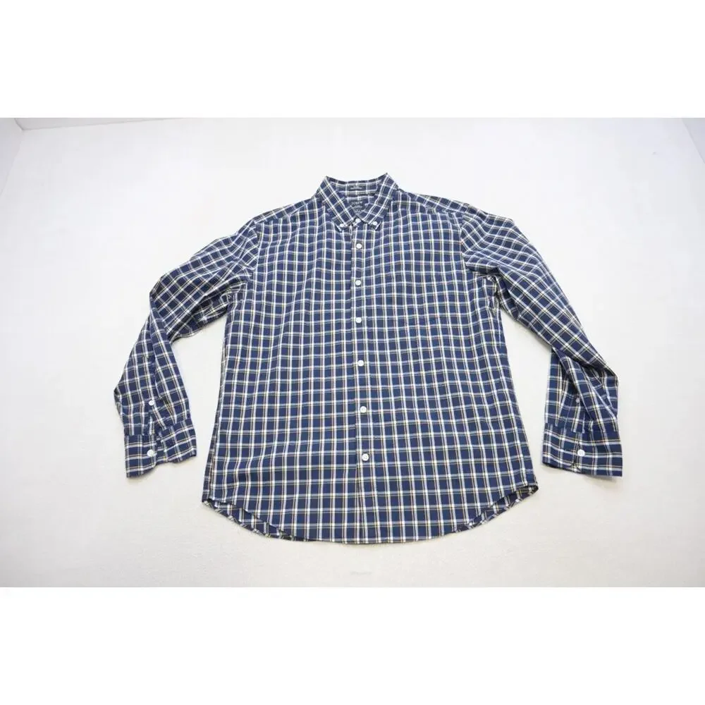 J Crew Flex Wash Dress Shirt Slim Untucked Button Up Long Sleeve‎ Mens Sz Large